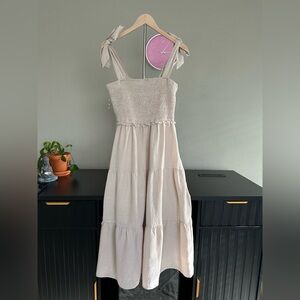 Listicle Light Taupe Smocked Dress